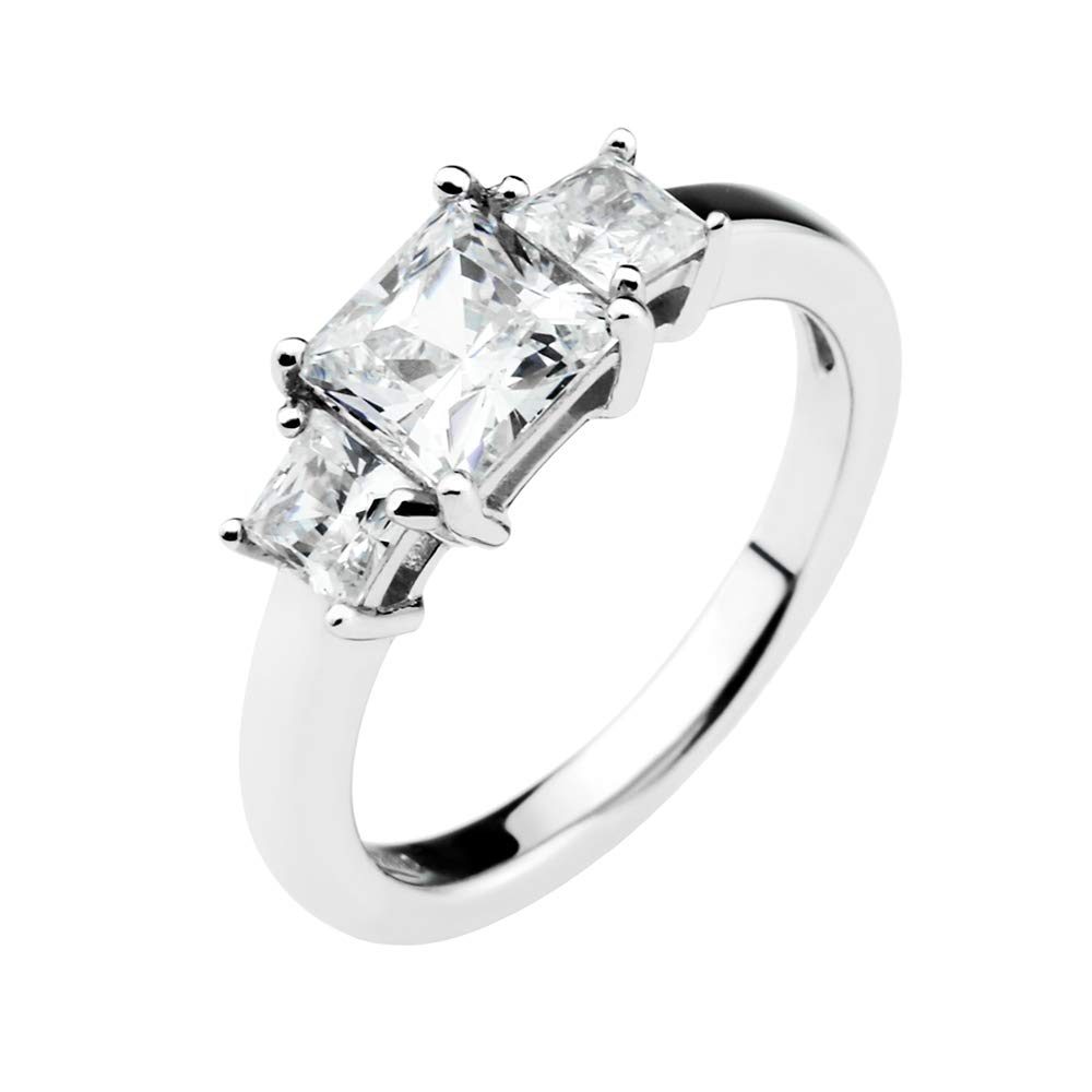 [Find] Amazon Collection Platinum Plated Sterling Silver kuriapurinsesukattokyu-bikkuzirukonia 3 Stone Ring, Size 11