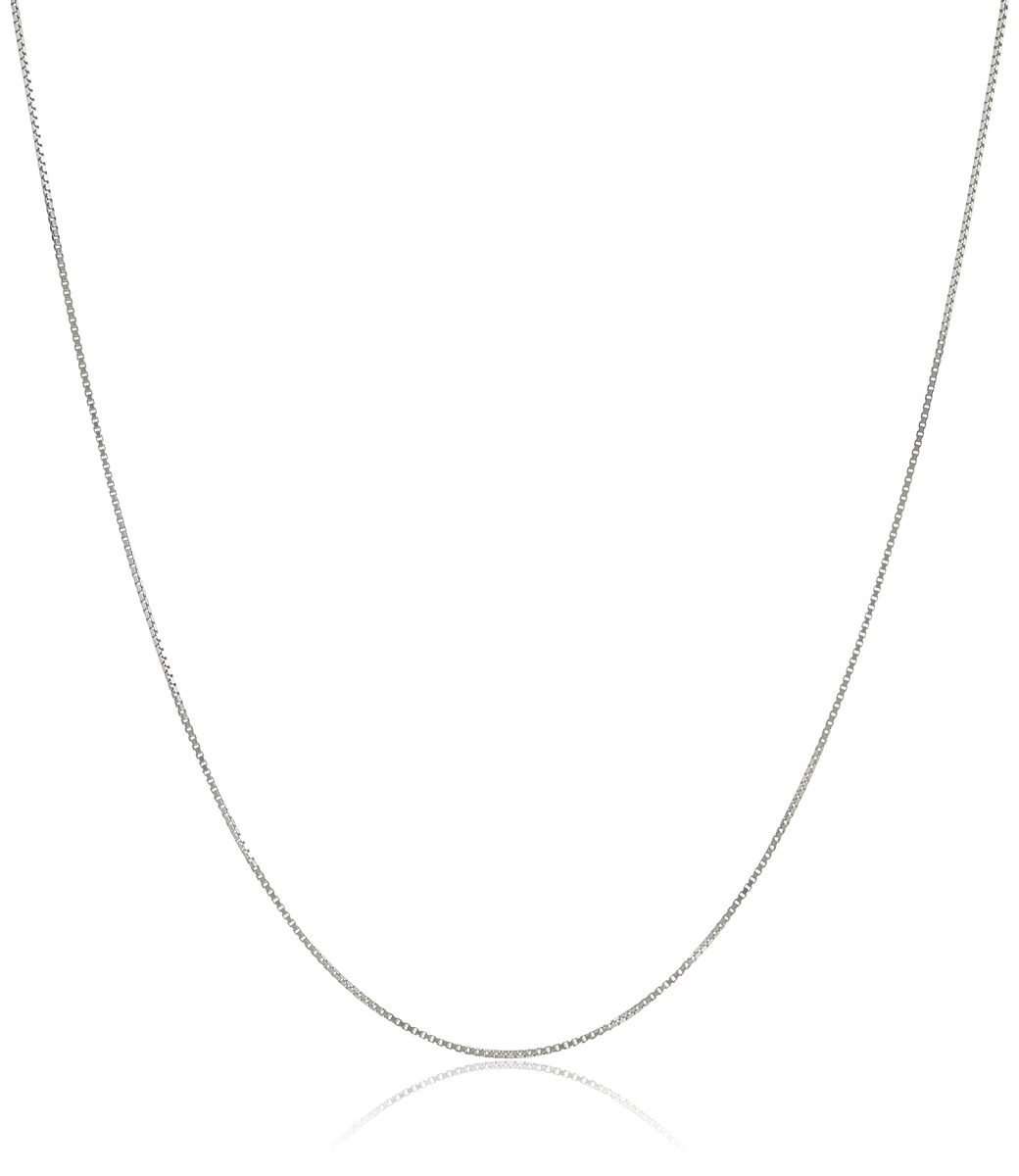 Sterling Silver Italian 0.8 mm Diamond Cut Box Chain Necklace, 18"
