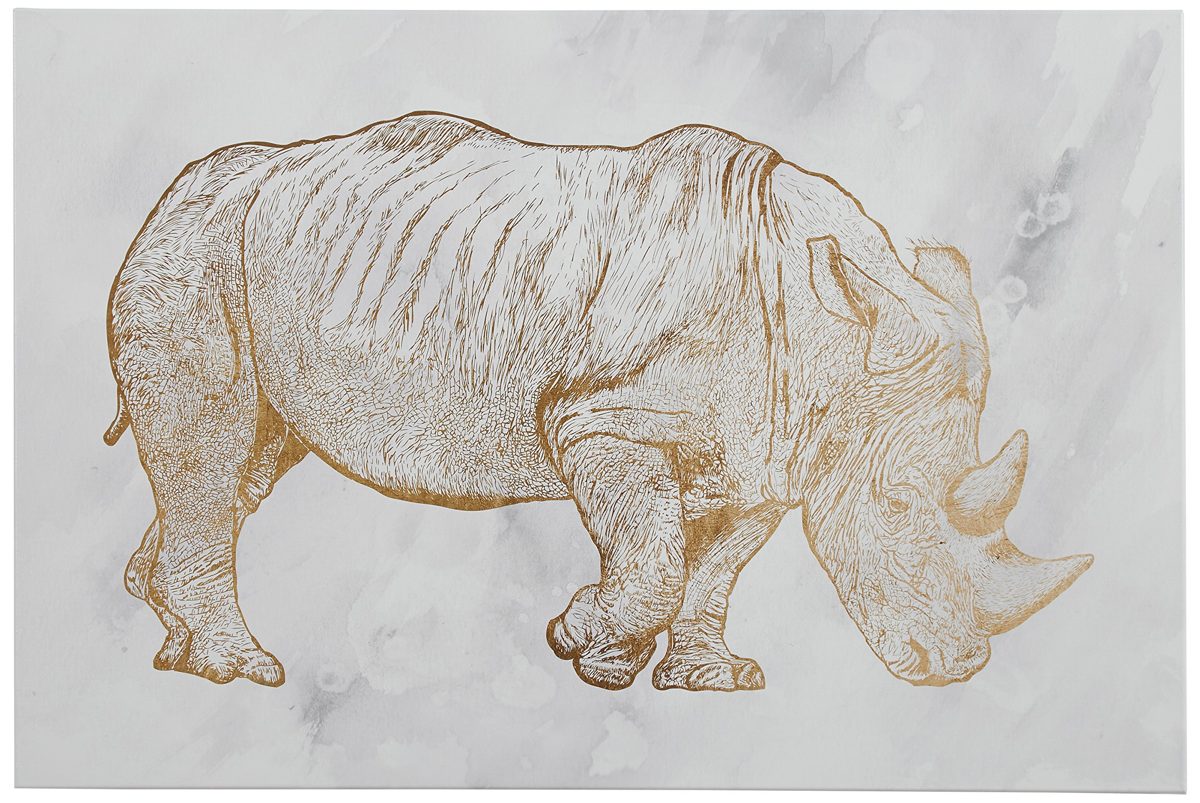 Amazon Brand – Rivet Canvas Print of Gold Rhinoceros, 24" x 16"