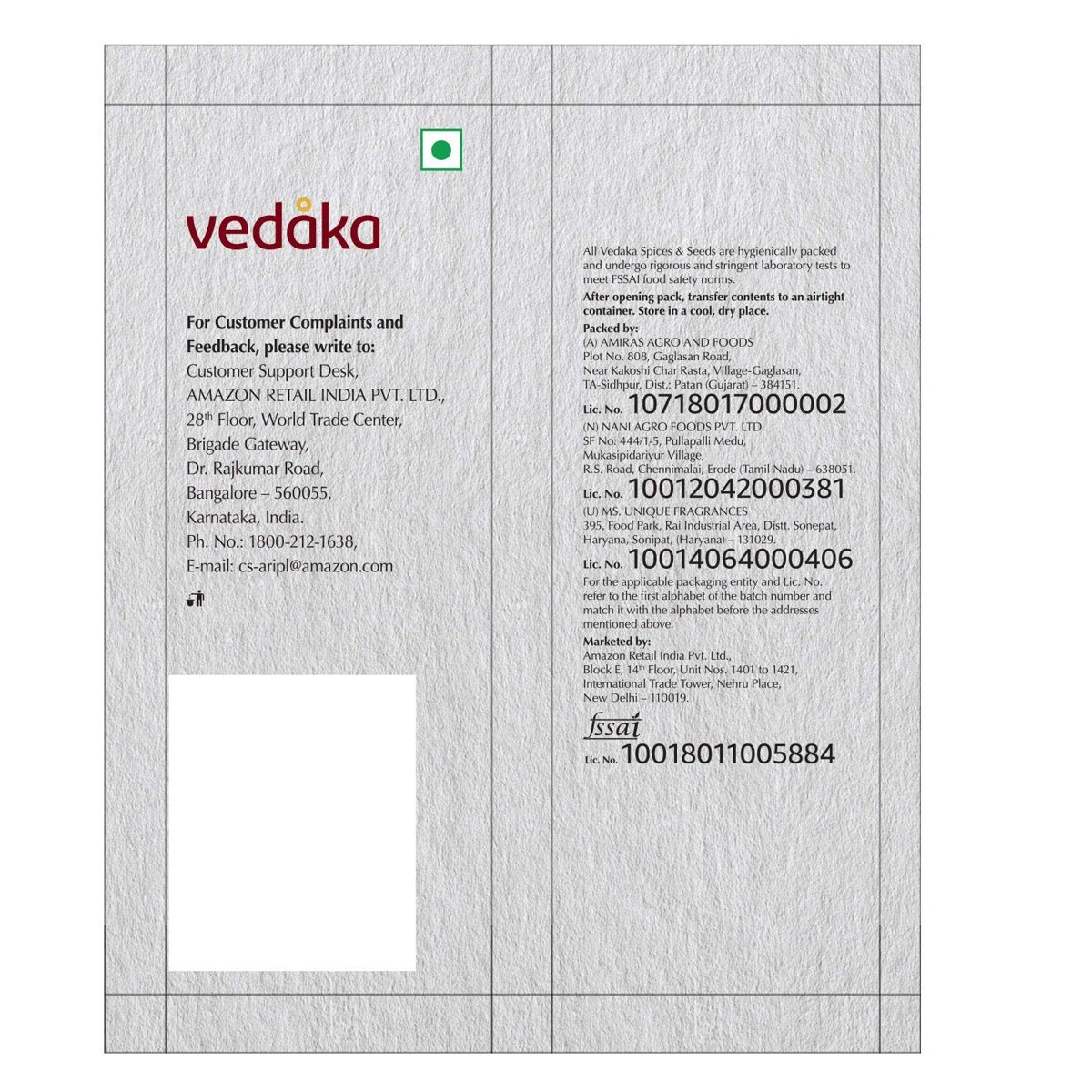 Amazon Brand - Vedaka Coriander (Dhania) Seeds, 200g