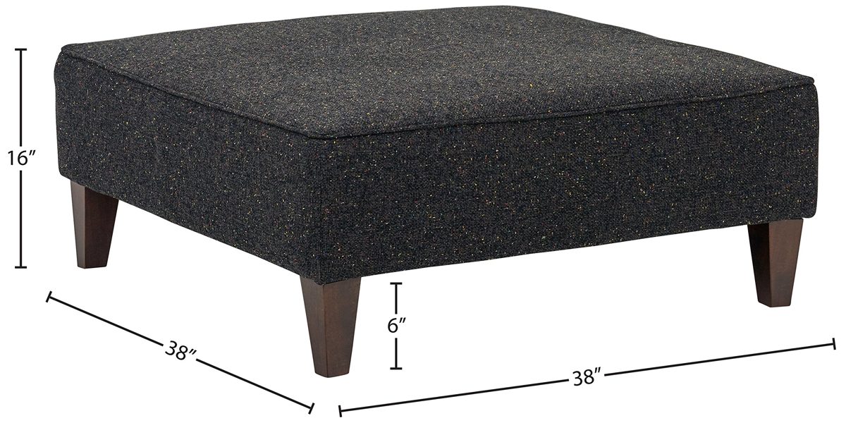 Amazon Brand – Rivet Modern Oversized Upholstered Square Ottoman, 38"W, Black Jack