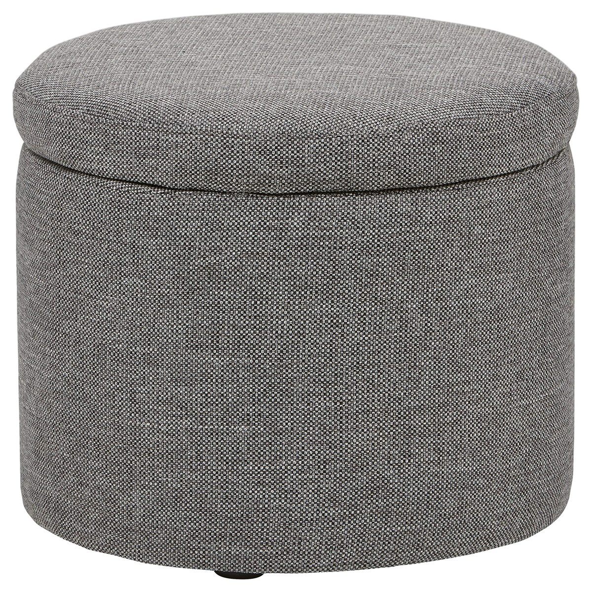 Rivet Madison Modern Round Lift-Top Storage Tray Ottoman Pouf, 19.7"W, Grey Storm (Renewed)