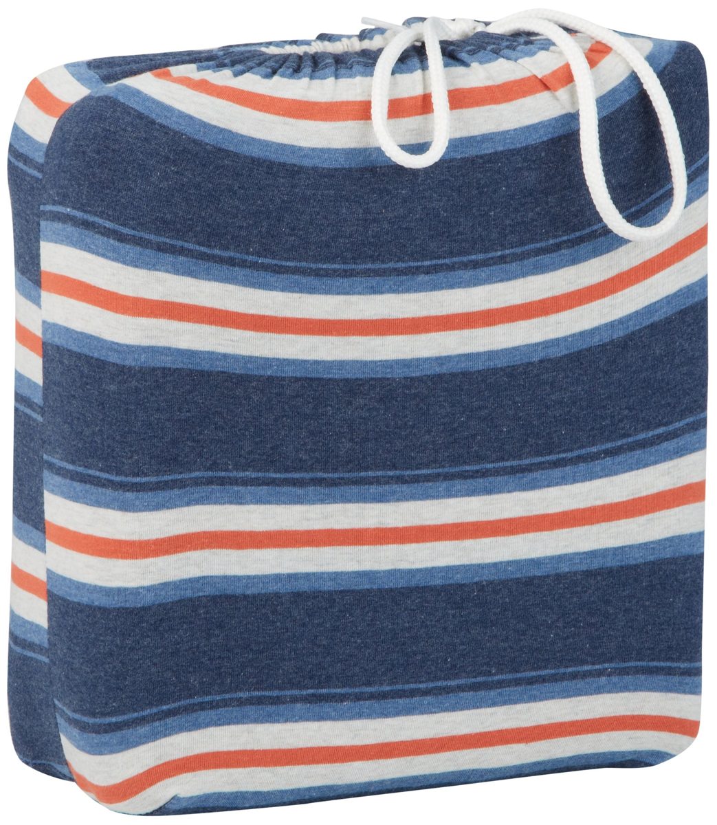 Pinzon Heather Jersey Yarn Dye Duvet Set, Navy Heather Stripe, 200 x 250 cm & 1 pillowcase 50 x 80 cm