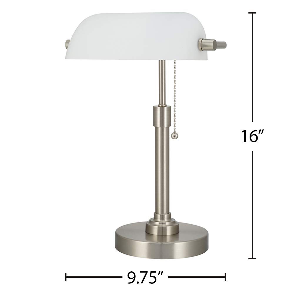 Amazon Brand – Ravenna Home Classic Straight Banker's Task Desk Lamp with LED Light Bulb, 16"H, Brushed Nickel