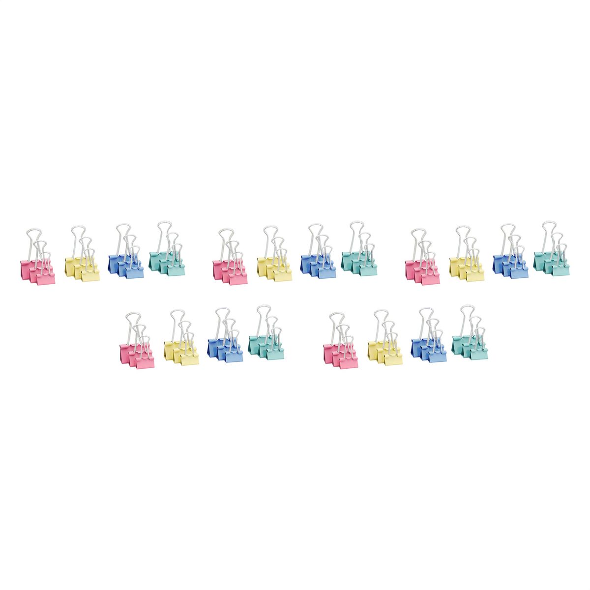 AmazonBasics Coloured Binder Clips, Pack of 60 (Assorted Sizes)
