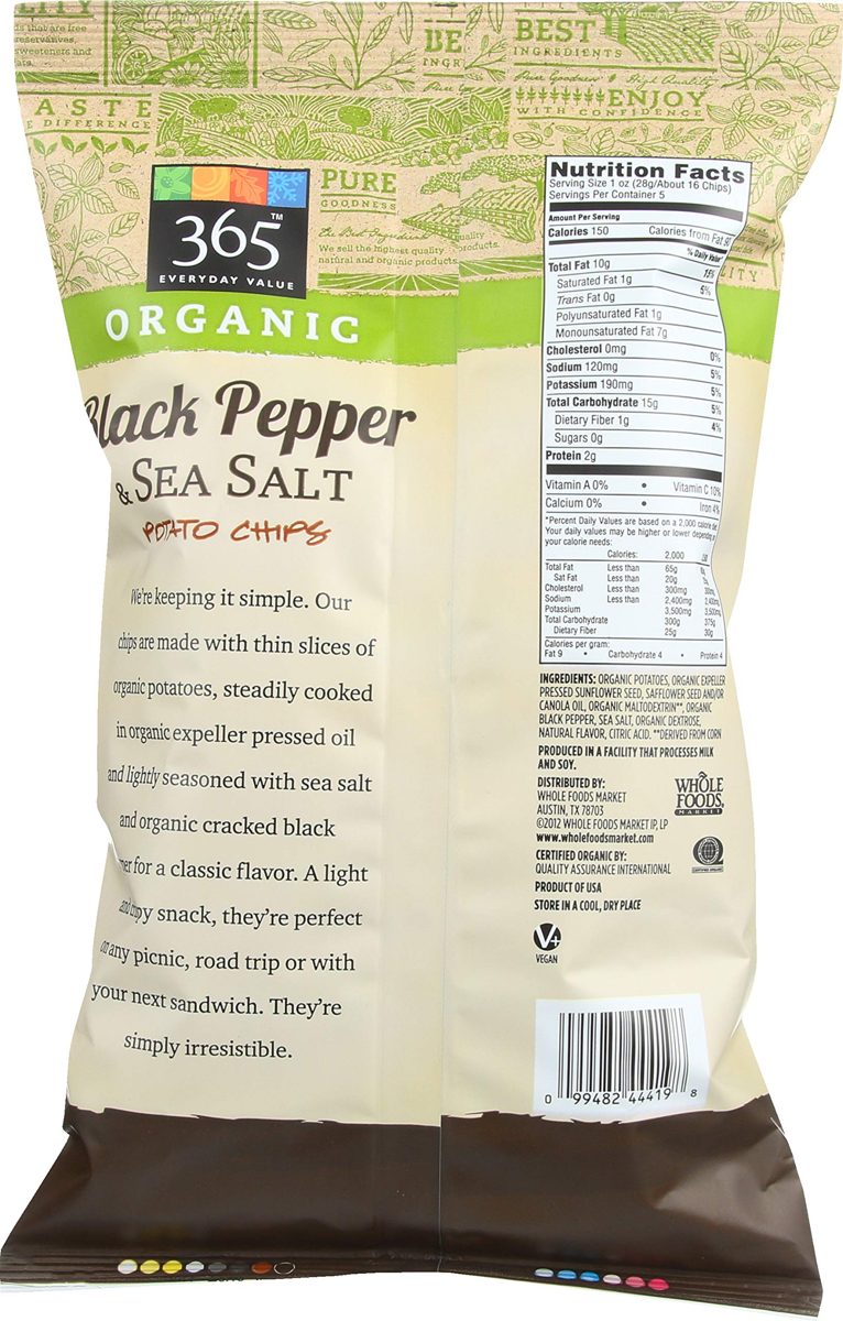 365 Everyday Value, Organic Potato Chips, Black Pepper & Sea Salt, 5 oz