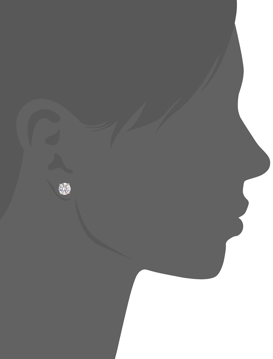 Yellow Gold Plated Sterling Silver Stud Earrings set with Round Cut Swarovski Zirconia (3 cttw)