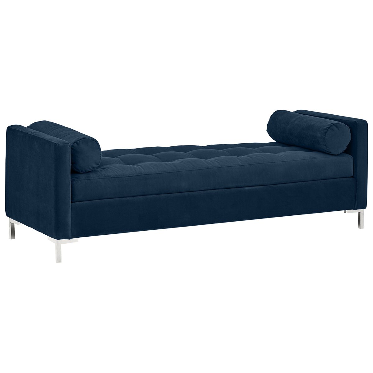 Amazon Brand – Rivet Uptown Mid-Century Modern Tufted Velvet Daybed Loveseat, 78"W, Navy &amp; Silver