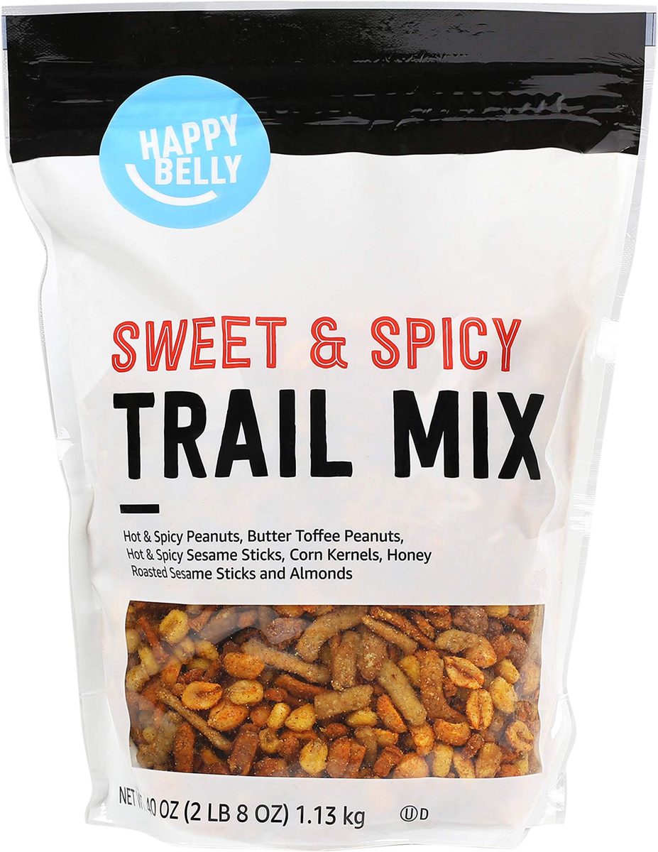 Amazon Brand - Happy Belly Nuts, Chocolate & Dried Fruit Trail Mix, 48 oz & Happy Belly Sweet & Spicy Trail Mix, 40 Ounce