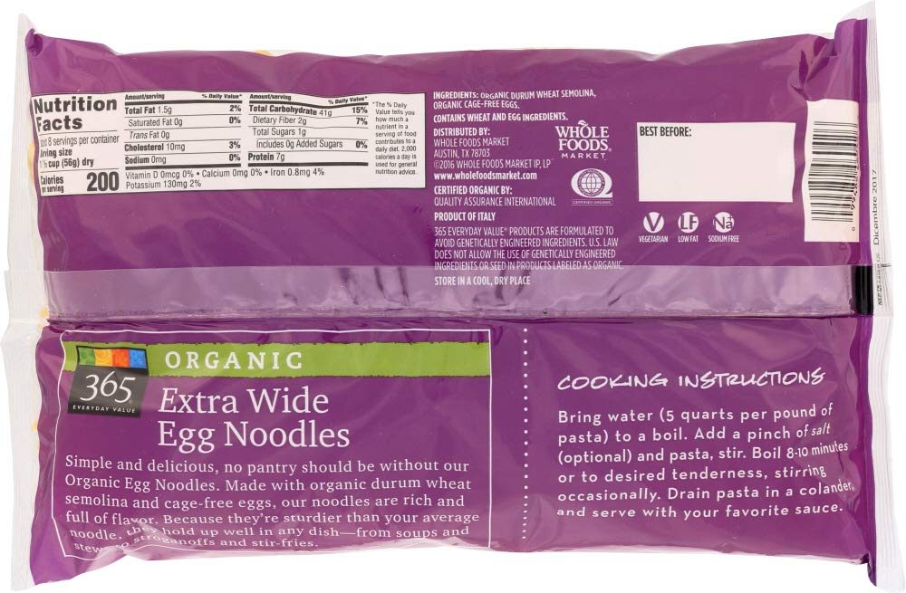 365 Everyday Value, Organic Extra Wide Egg Noodles, 16 oz