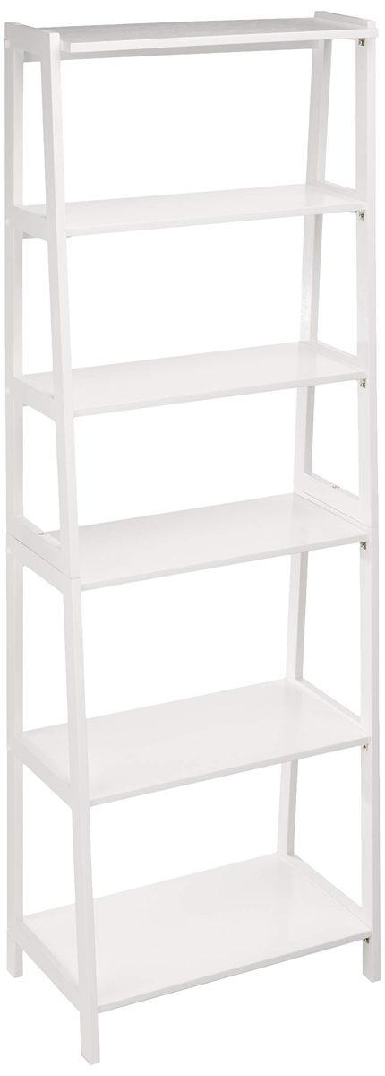 AmazonBasics Classic 5-Tier Open Bookcase with Solid Rubber Wood - White (Renewed)