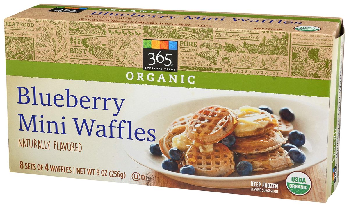 365 Everyday Value, Organic Blueberry Mini Waffles, 32 ct, (Frozen)