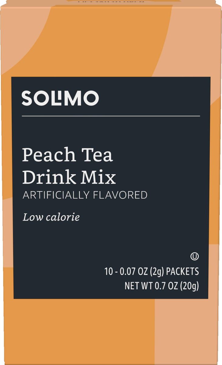 Amazon Brand - Solimo Peach Tea Drink Mix Singles (10 packets)
