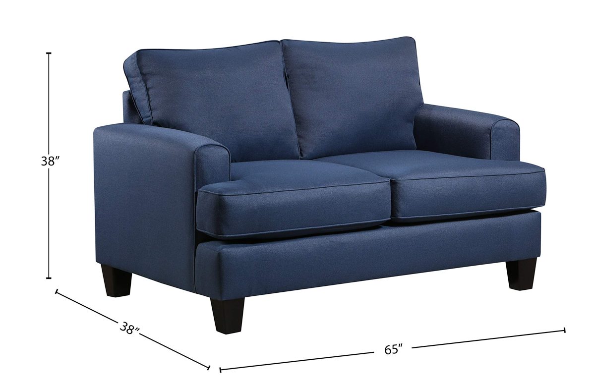 Amazon Brand – Stone & Beam Elizabeth Contemporary Loveseat Sofa, 65"W, Blue