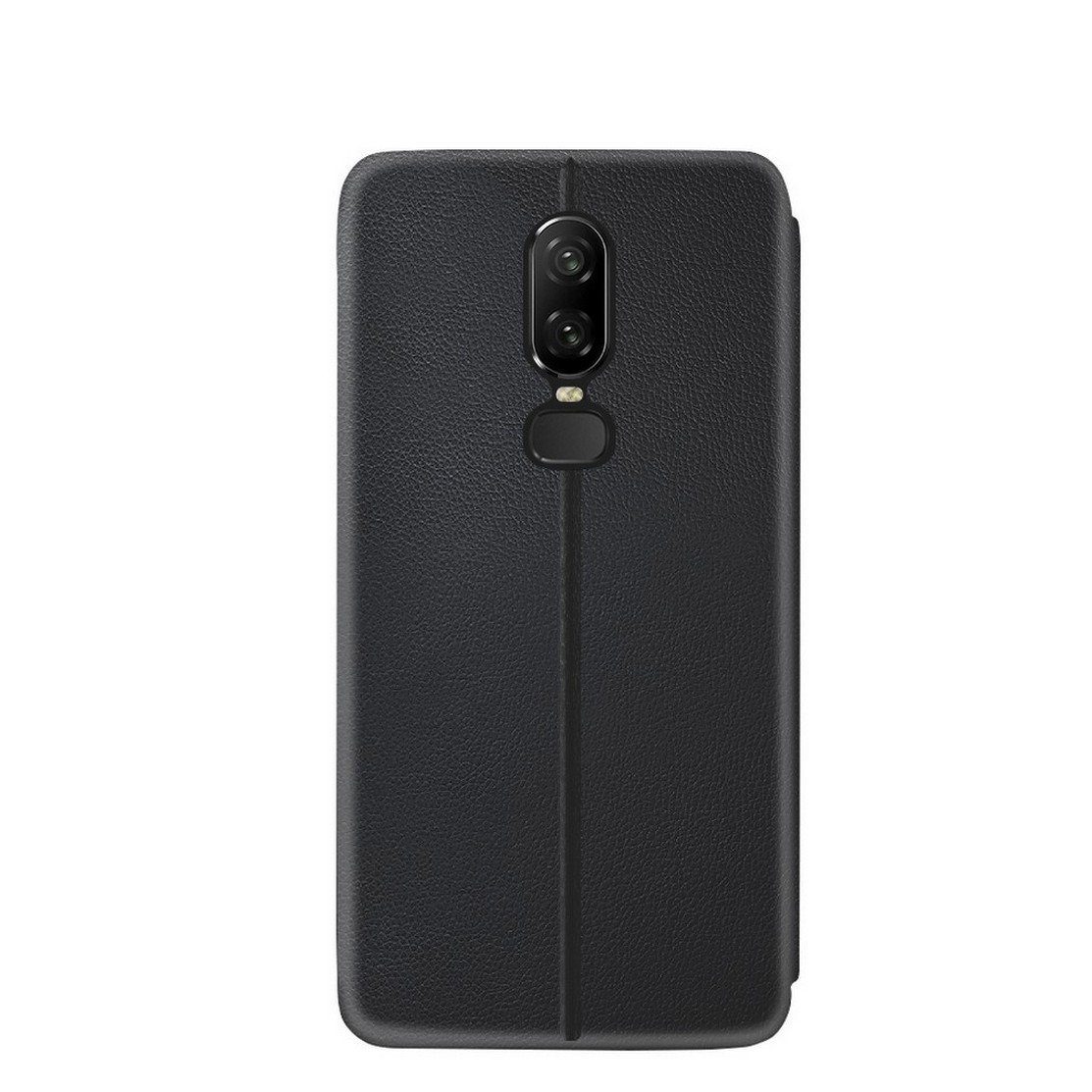 Amazon Brand - Solimo Flip Leather Mobile Cover (Soft & Flexible Back case) for OnePlus 6 (Black)