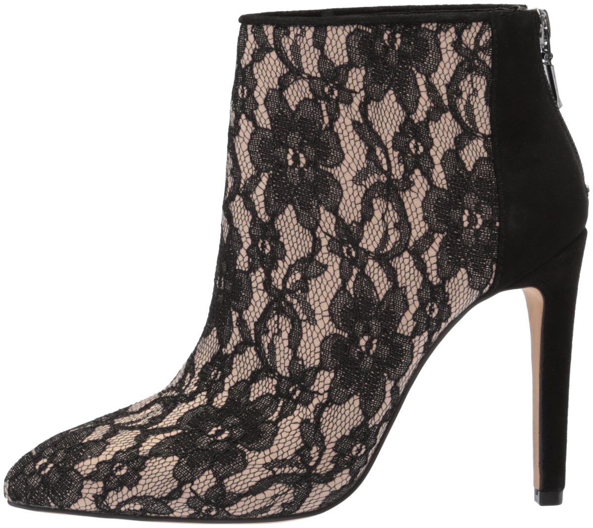 The Fix Women's Melanie Pointed Toe Stiletto Ankle Boot, Black/Nude Lace, 7.5 B US