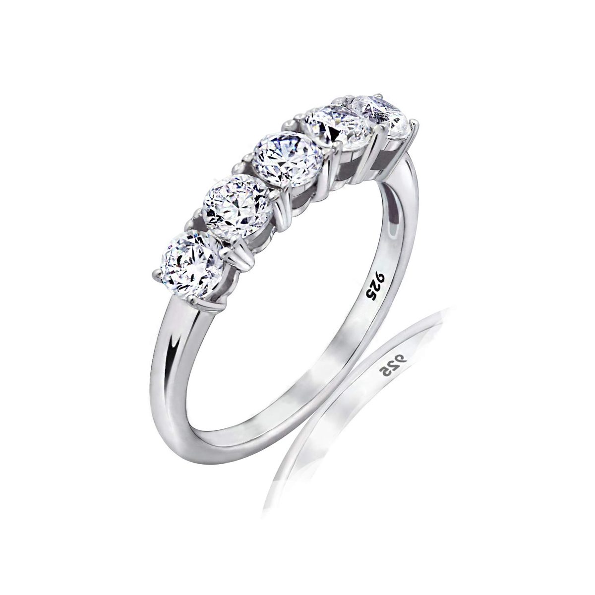 [Find] Amazon Collection Platinum Plated Sterling siruba-kuriaraundokyu-bikkuzirukonia 5 Stone Ring, Size 9