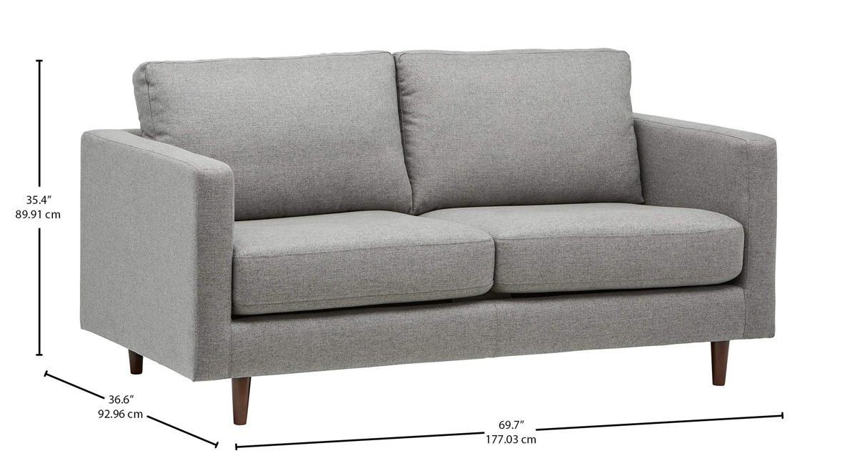 Rivet Revolve Modern Upholstered Sofa Bed, 70"W, Grey Weave