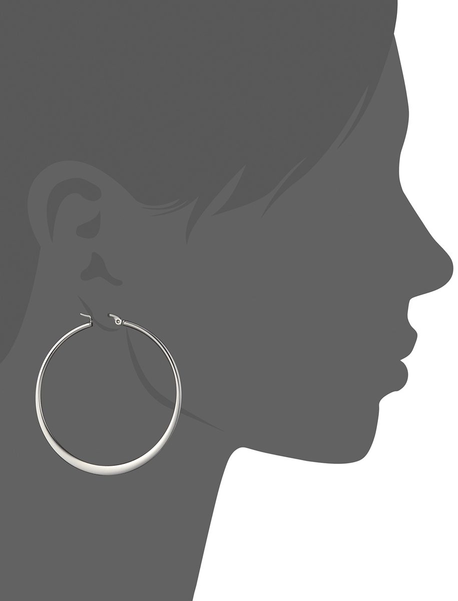 Amazon Essentials Stainless Steel Flattened Hoop Earrings (45mm)