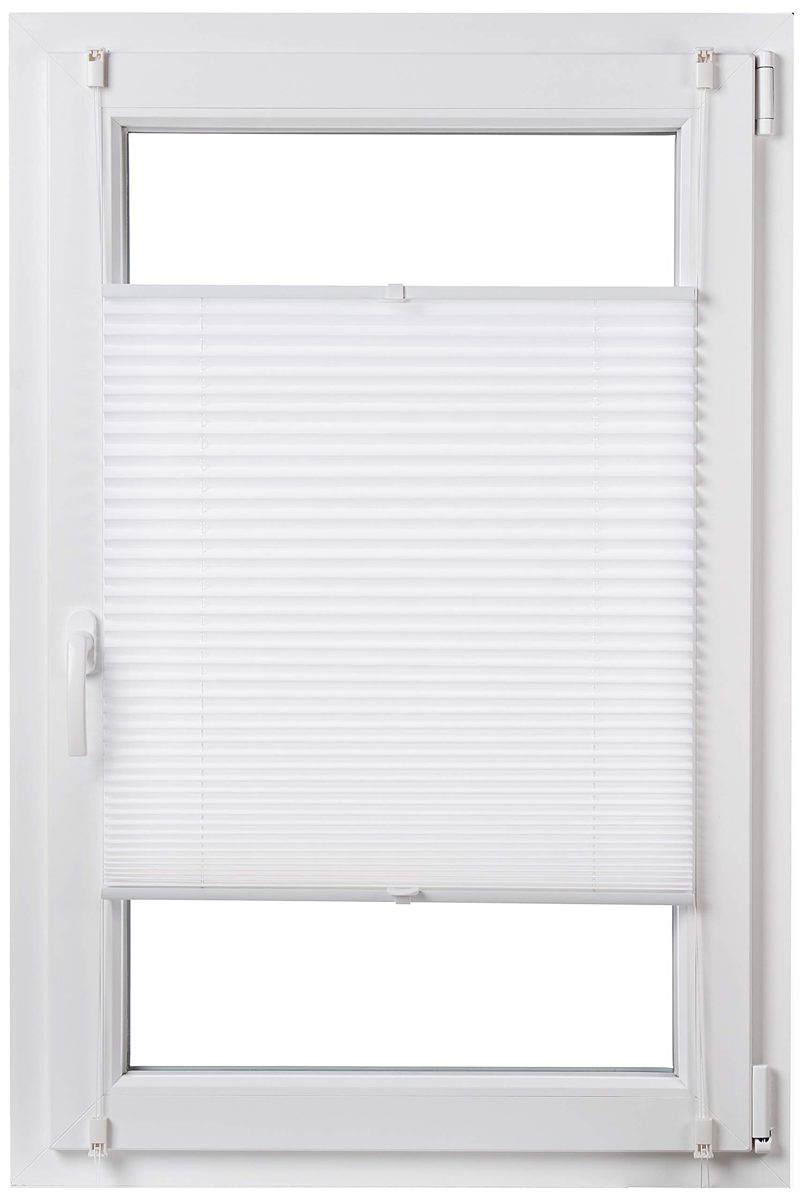 AmazonBasics Polyester Solid Fabric Pleating Rollo Blind with Clipping System 70 x 130 cm, White