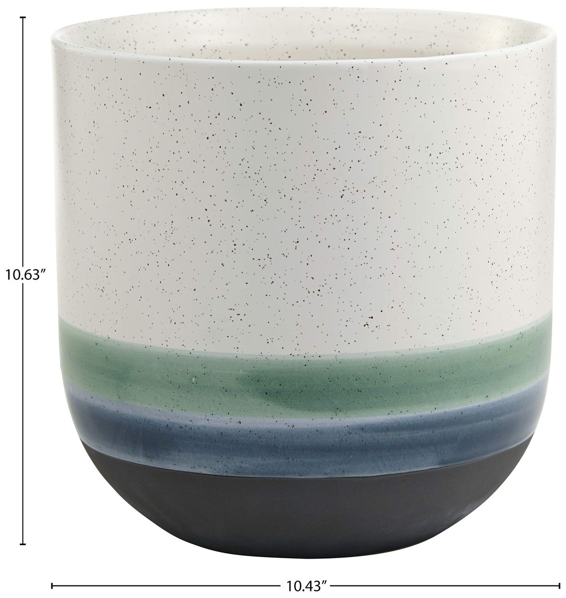 Amazon Brand – Rivet Westline Modern Indoor Outdoor Hand-Painted Stoneware Planter Flower Pot, 10"H, Teal White Blue Black