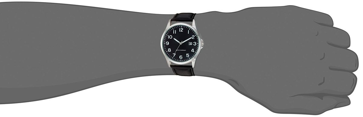 Amazon Essentials Men's Easy to Read Strap Watch