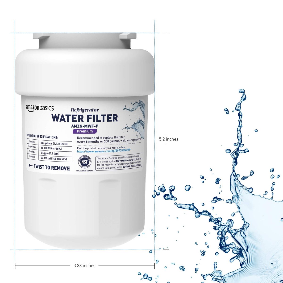 AmazonBasics Replacement GE MWF Refrigerator Water Filter, AMZN-MWF-P