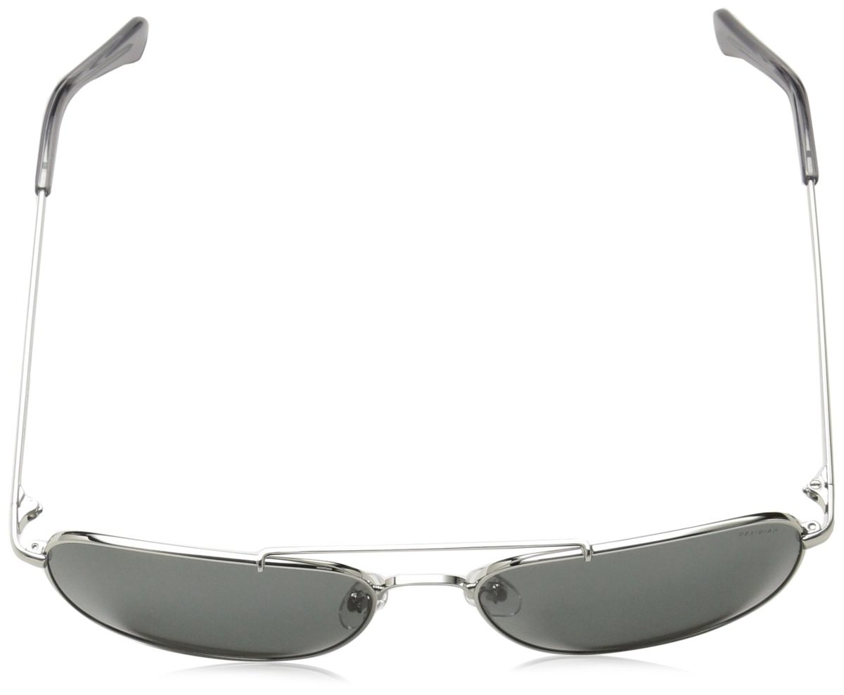 Obsidian Sunglasses for Men Aviator Polarized Rectangle Frame 05, Silver, 58 mm