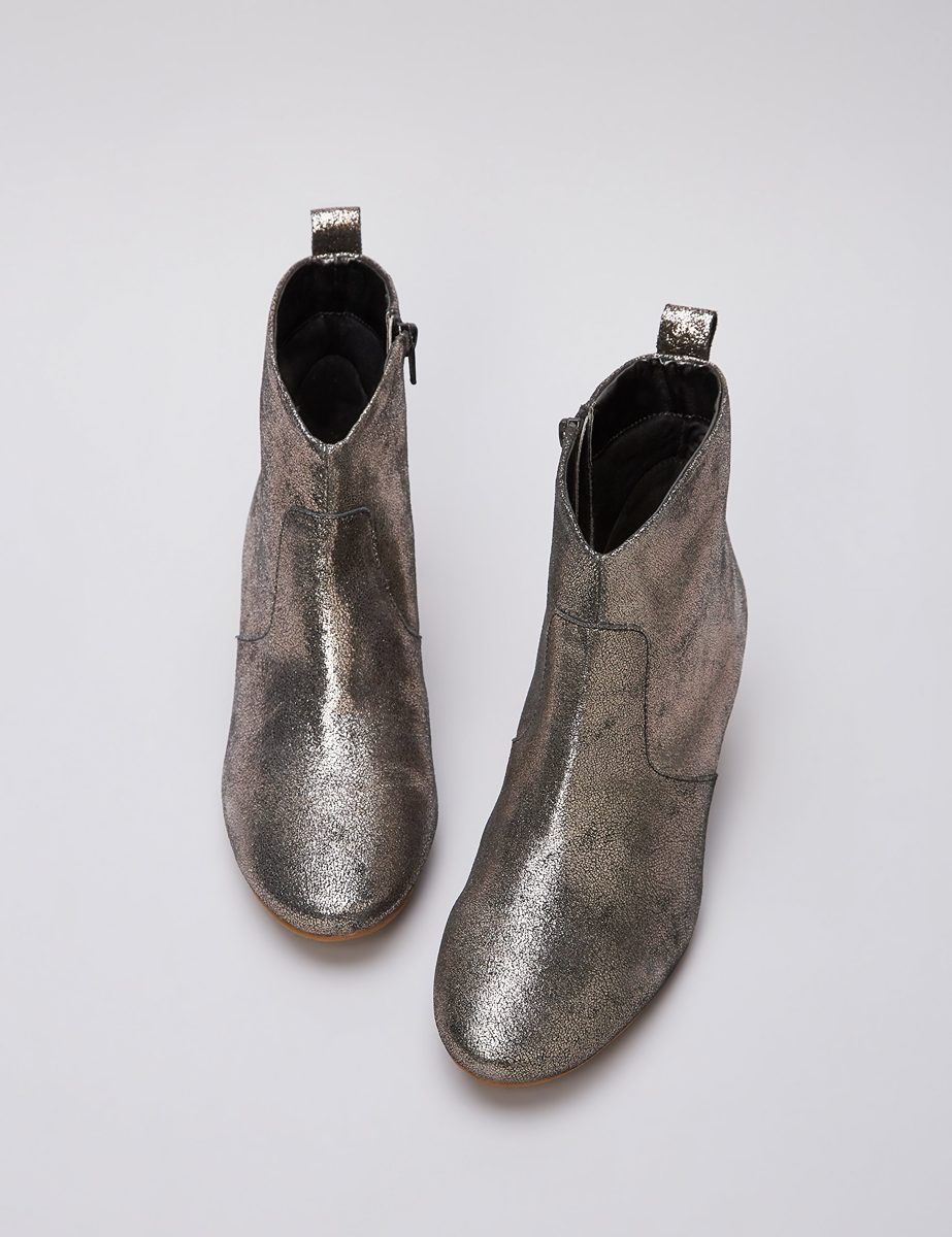 Amazon Brand - find. Leather Western Ankle Boot, Grey (Dusted Metallic), US 10.5