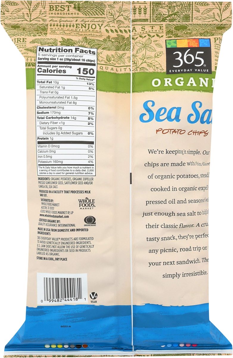 365 Everyday Value, Organic Potato Chips, Sea Salt, 5 oz