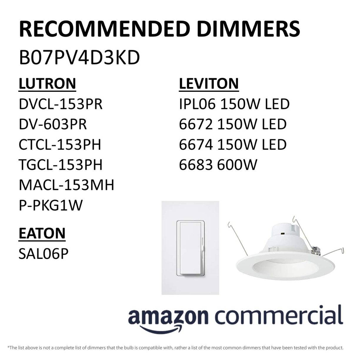 AmazonCommercial 75 Watt Equivalent, 5/6-Inch Recessed Downlight, Dimmable, CEC Compliant, Energy Star, Round LED Light Bulb | Daylight, 6-Pack