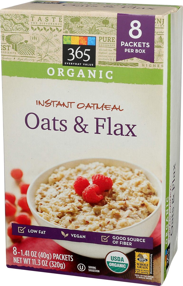 365 Everyday Value, Organic Instant Oatmeal, Oats & Flax, 8 ct