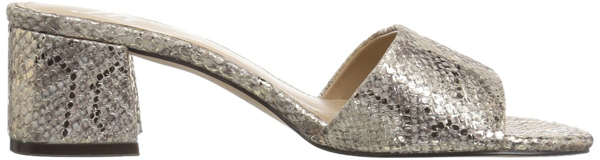 The Fix Amazon Brand Women's Lilly Block Heel Mule, Gold/Metallic Snake Embossed Leather, 8 B US