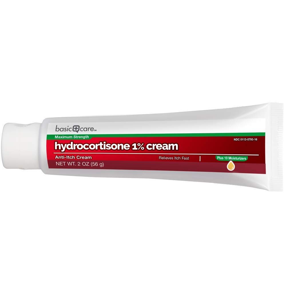 Basic Care Hydrocortisone 1% Anti-Itch Cream Plus 10 Moisturizers, 2 Ounces
