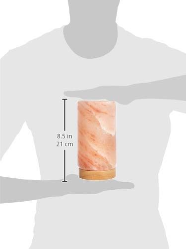 AmazonBasics Natural Himalayan Salt Lamp, Wood Base with Dimmer Switch - Cylinder Shape, Crystal Pink