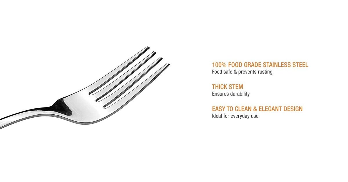 (Renewed) Amazon Brand - Solimo 6 Piece Stainless Steel Fork Set, Waves