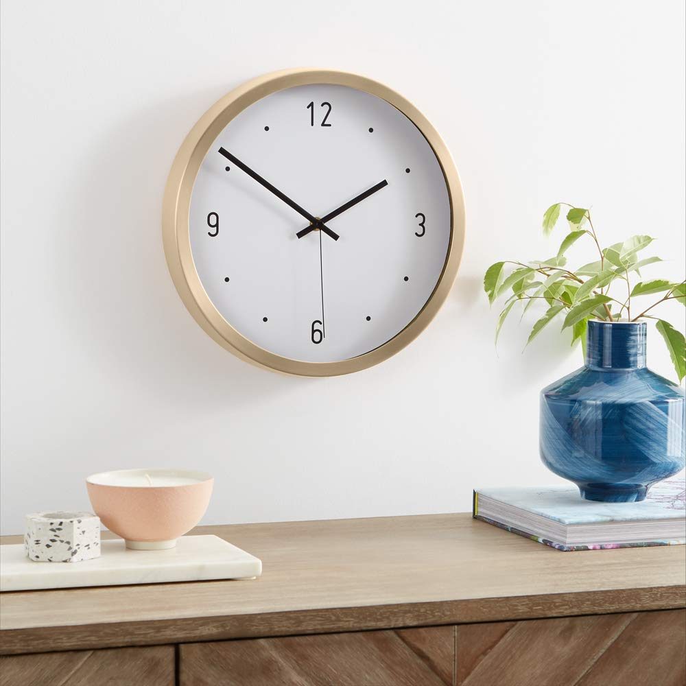AmazonBasics 12" Brass Dot Wall Clock