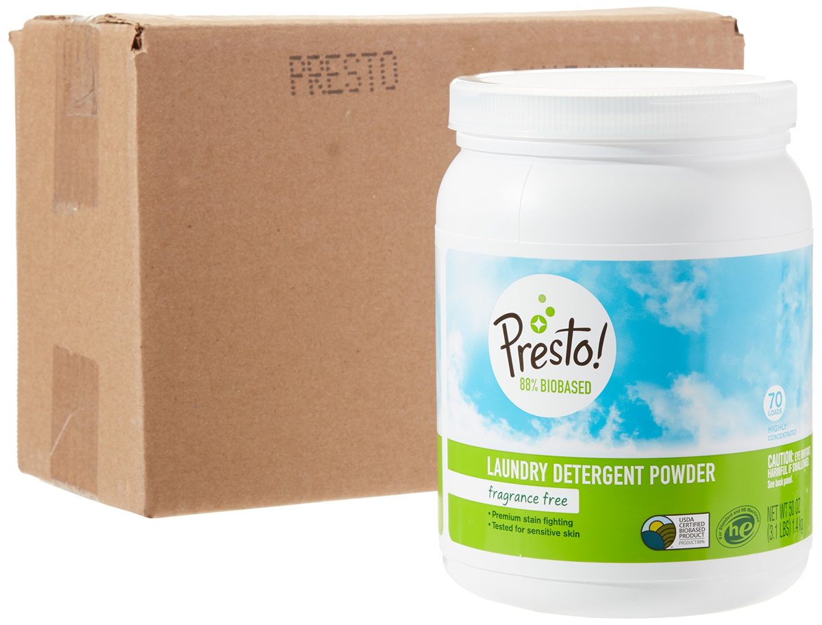 Presto! Biobased Laundry Detergent Powder, Fragrance Free, 70 Loads (50 ounce)