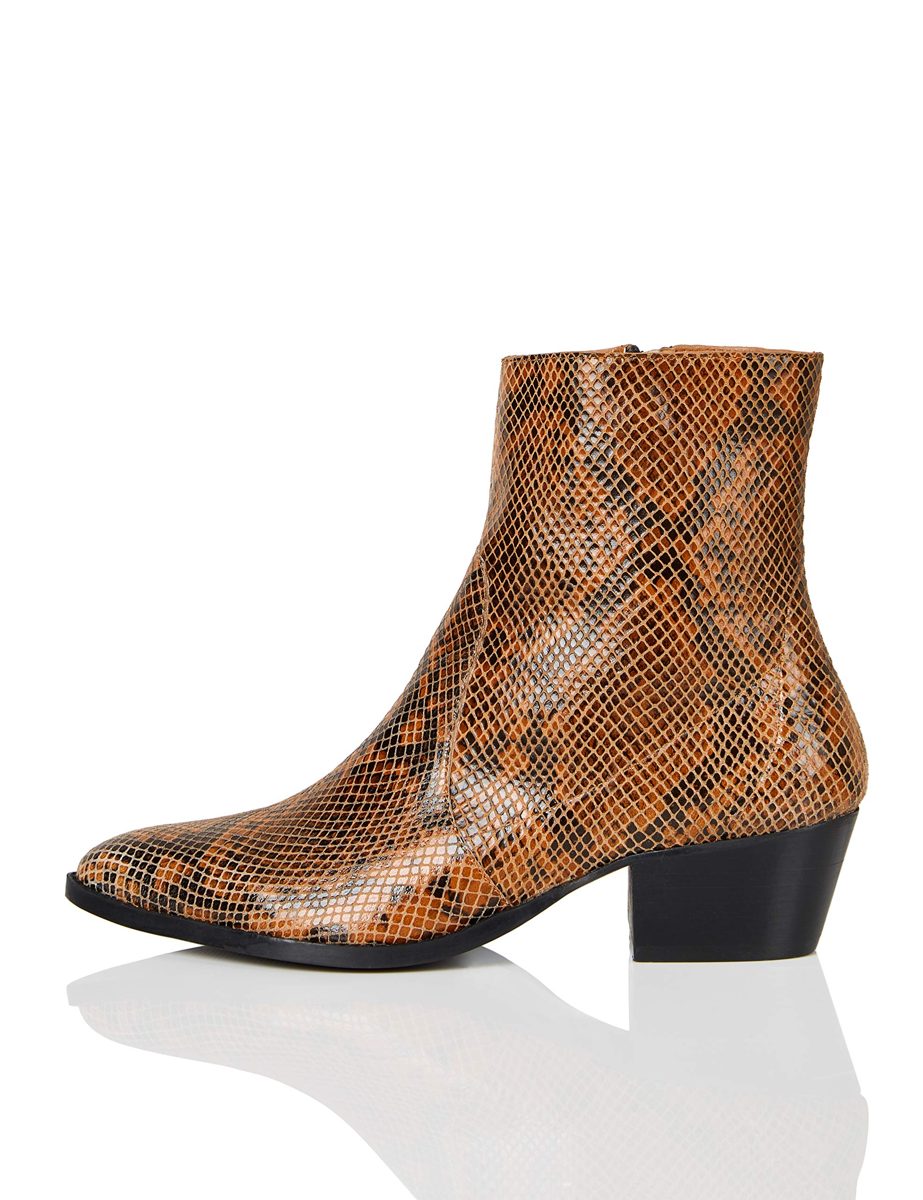 find. Unlined Leather Western Cowboy Boots, Brown, 8 UK