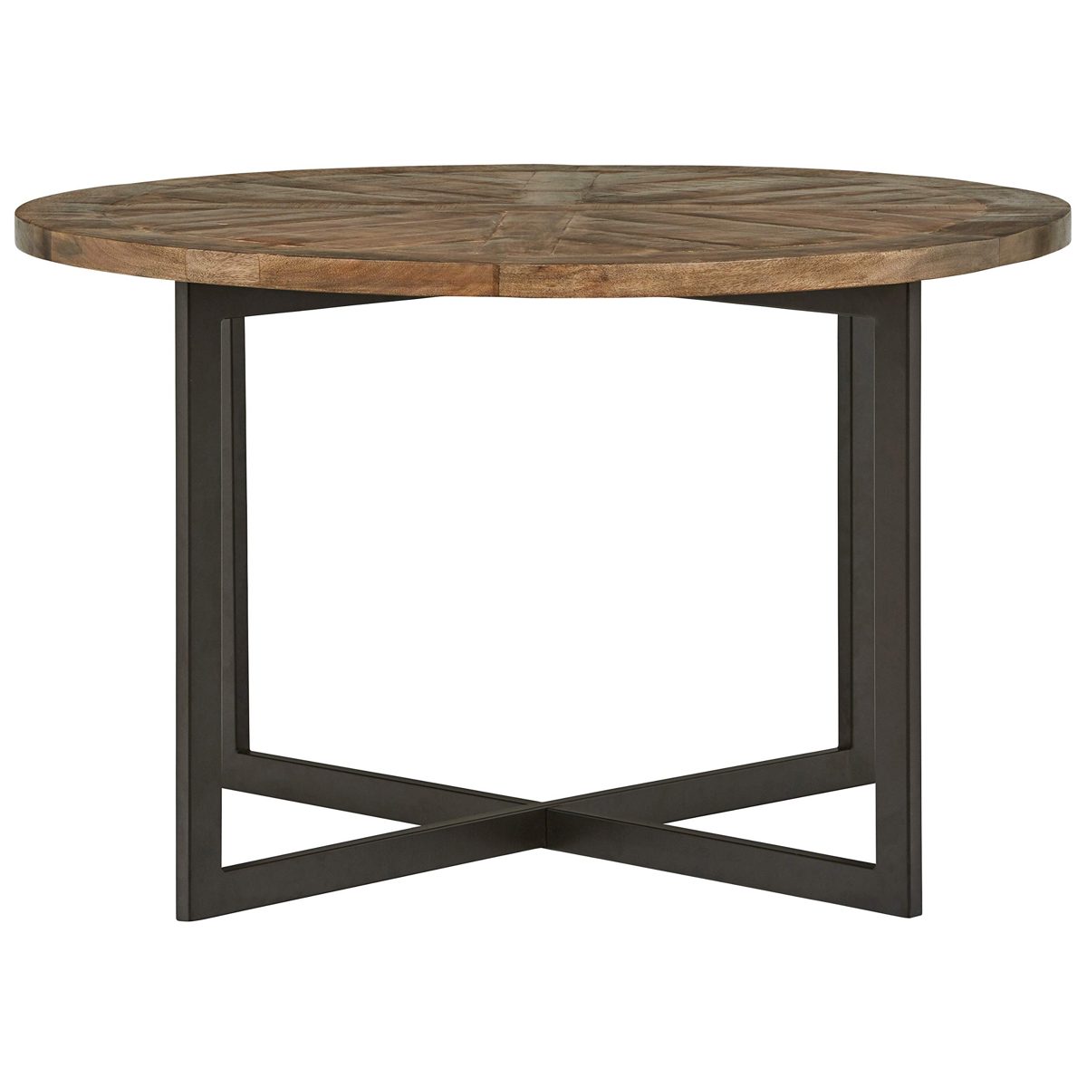 Amazon Brand – Stone & Beam Industrial Mango Wood Round Dining Table, 48"W, Gunmetal Finish