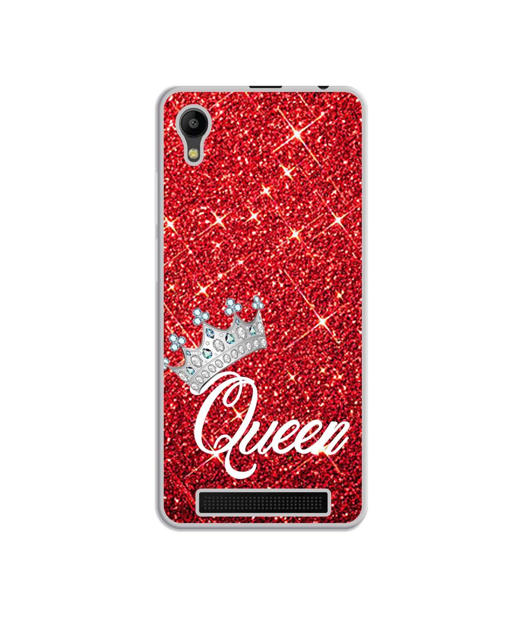 Amazon Brand - Solimo Designer Queen On Red Glitter UV Printed Soft Back Case Mobile Cover for Mobiistar C1 Lite