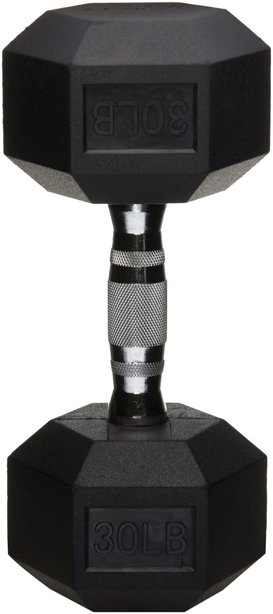 AmazonBasics Rubber Encased Hex Dumbbell Weight - 13.3 x 5.7 x 4.8 Inches, 30 Pounds, Pack of 1