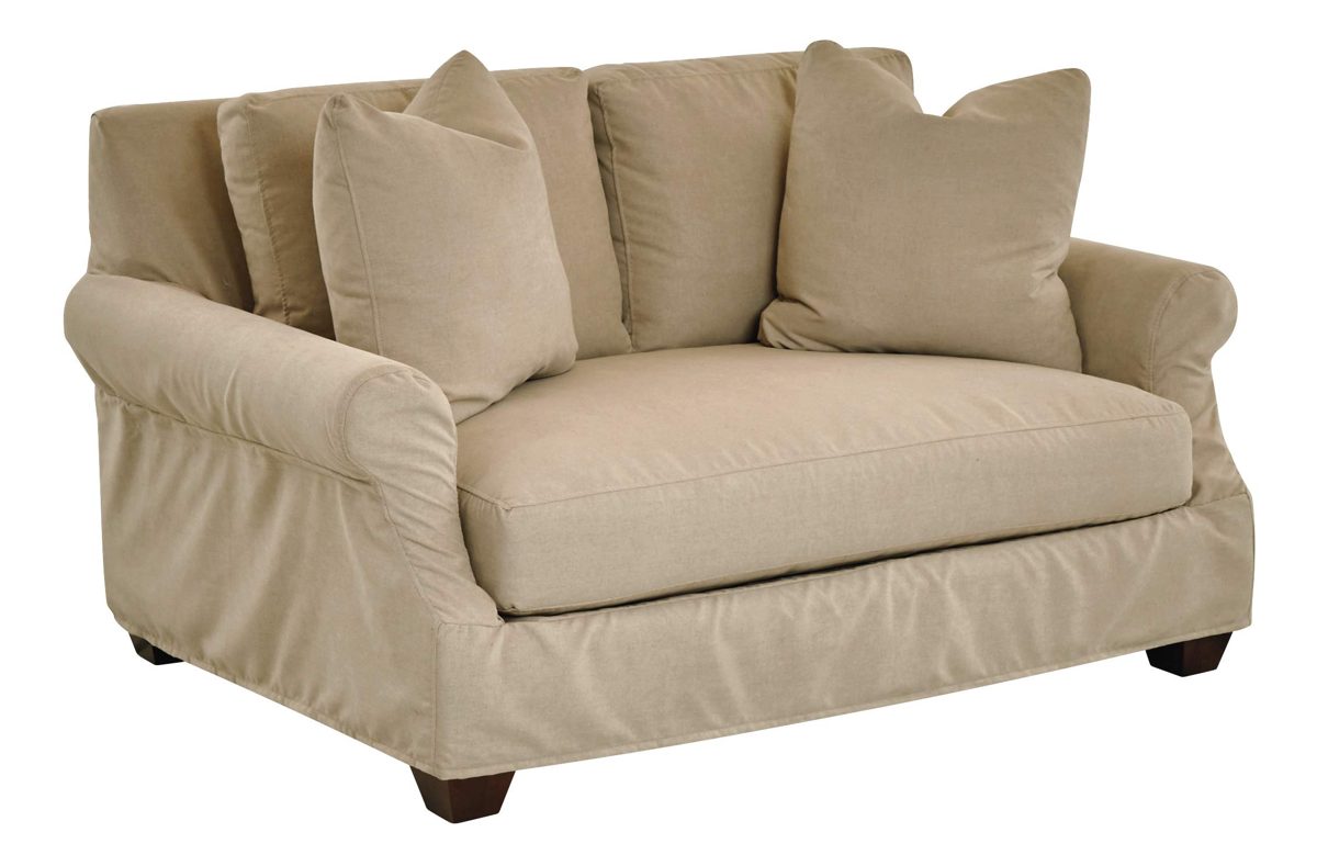Amazon Brand – Stone & Beam Conner Slipcover Love Seat Sofa Couch, 61"W, Linen