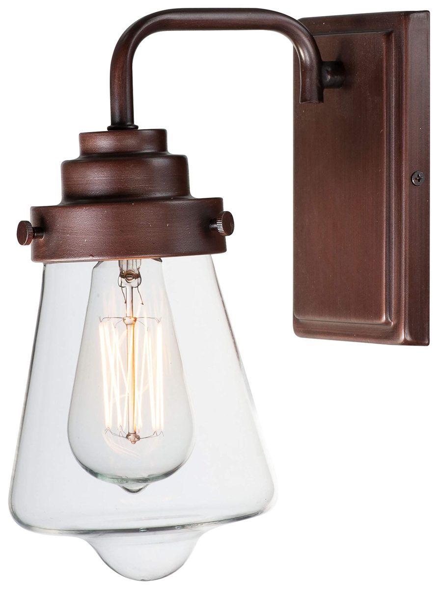 Amazon Brand – Stone & Beam Industrial Farmhouse Wall Sconce with Light Bulb - 5.25 x 8 x 11 Inches, Oil-Rubbed Bronze