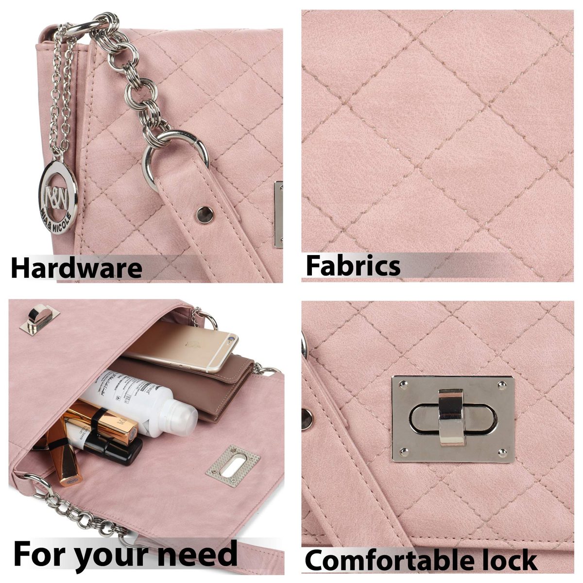 Nia & Nicole Women's Sling Bag (Baby Pink)