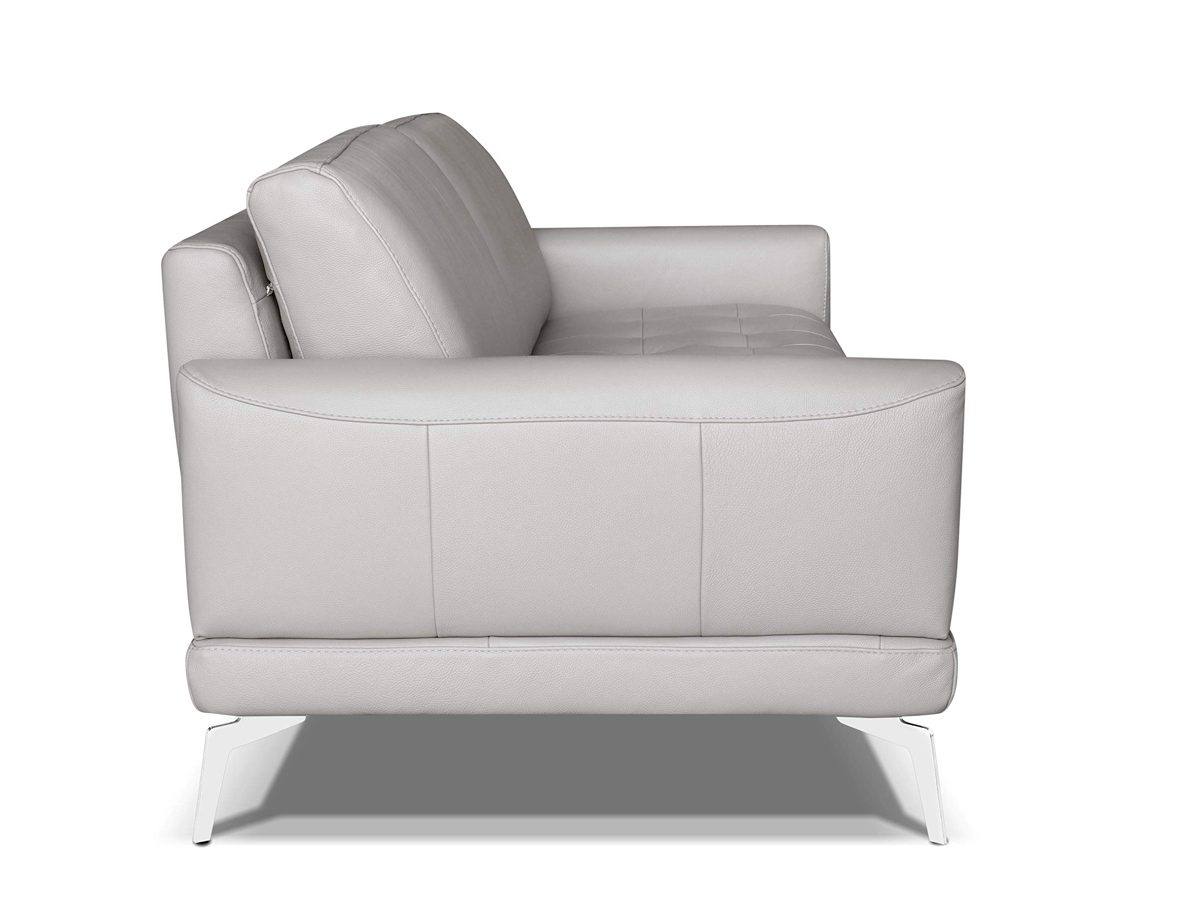 Amazon Brand - Alkove Modena Hand-Crafted Leather Sofa, 3 Seater Plus, 100 x 217 x 82cm, Mineral