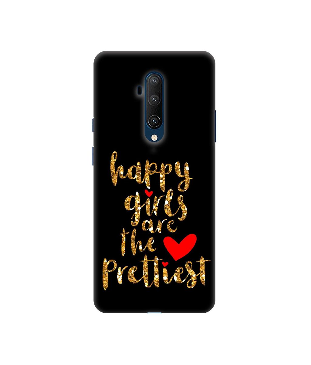 Amazon Brand - Solimo Designer Happy Girls are The Prettiest 3D Printed Hard Back Case Mobile Cover for OnePlus 7T Pro