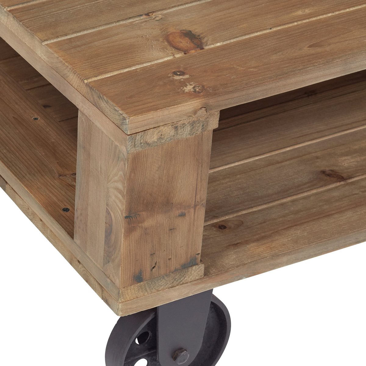 Amazon Brand – Stone & Beam Industrial Pallet Wood Coffee Table with Wheels, 51"W, Natural