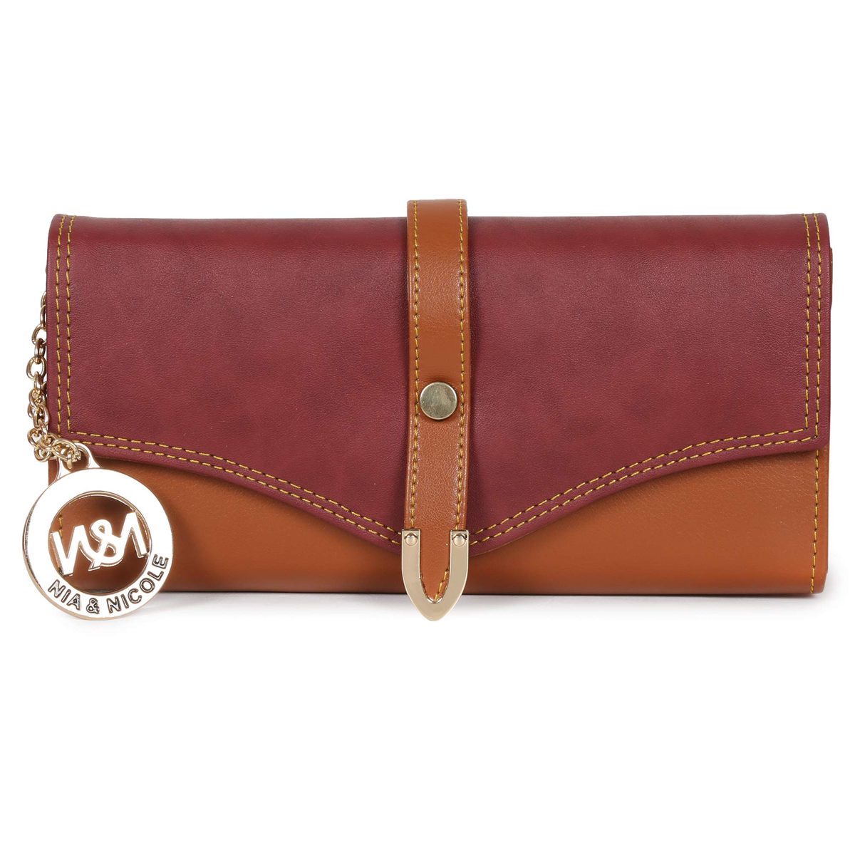 Nia & Nicole Women's Wallet (Maroon, Tan)