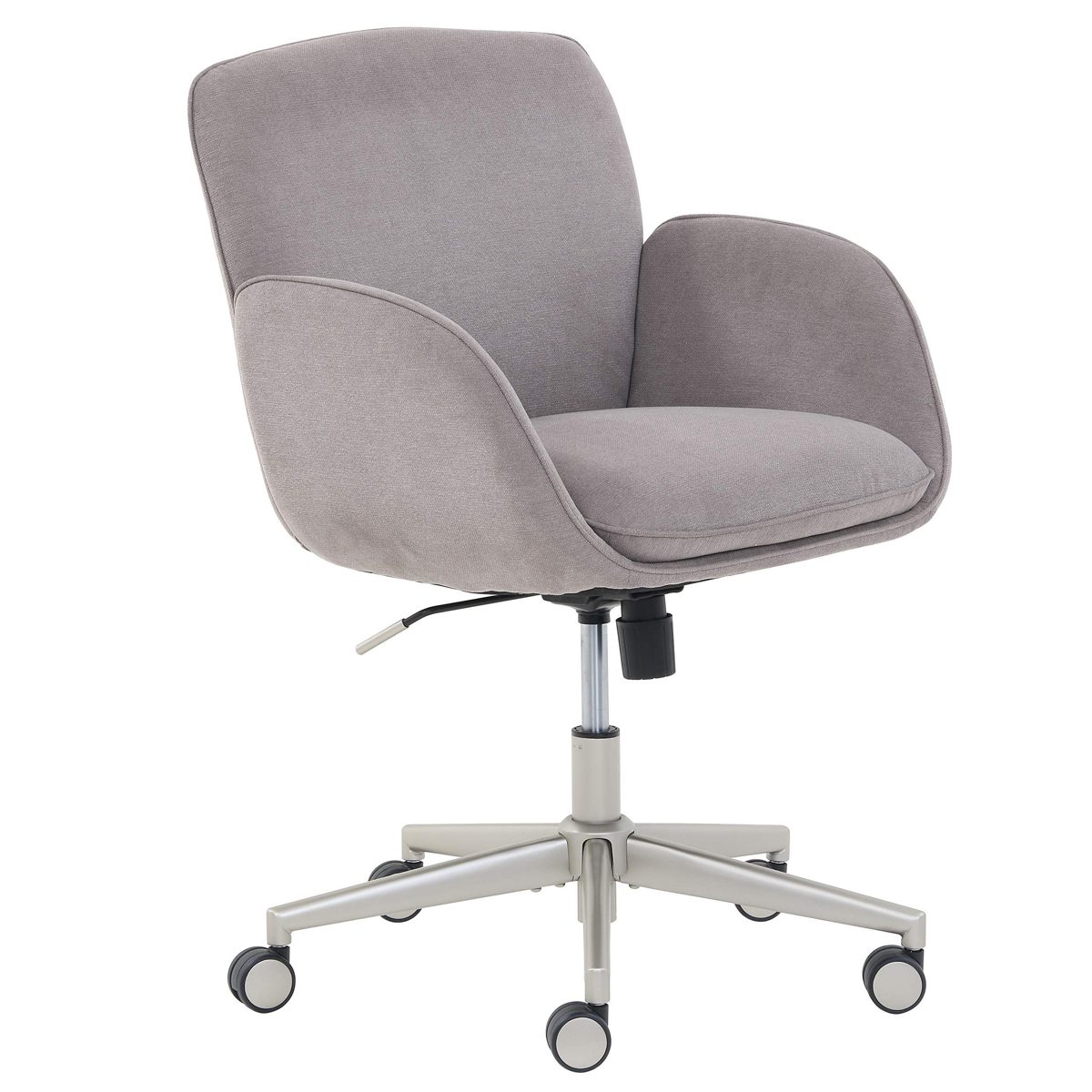 Amazon Brand – Rivet Modern Upholstered Swivel Home Office Task Chair, 25.5"W, Ash Gray with Nickel Finish (Renewed)